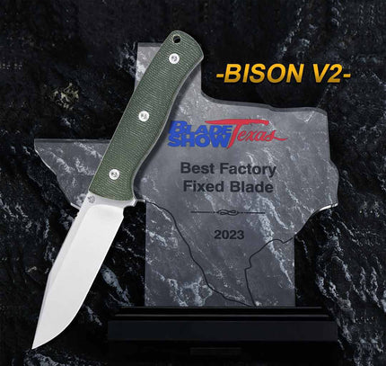 QSP Bison V2 Fixed Blade Knives Hunting knives D2 Blade Micarta handle
