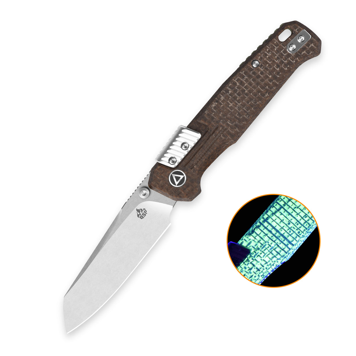 QSP Badger Rack Lock Pocket Knife Nitro V blade Glow-in-the-Dark Micarta handle