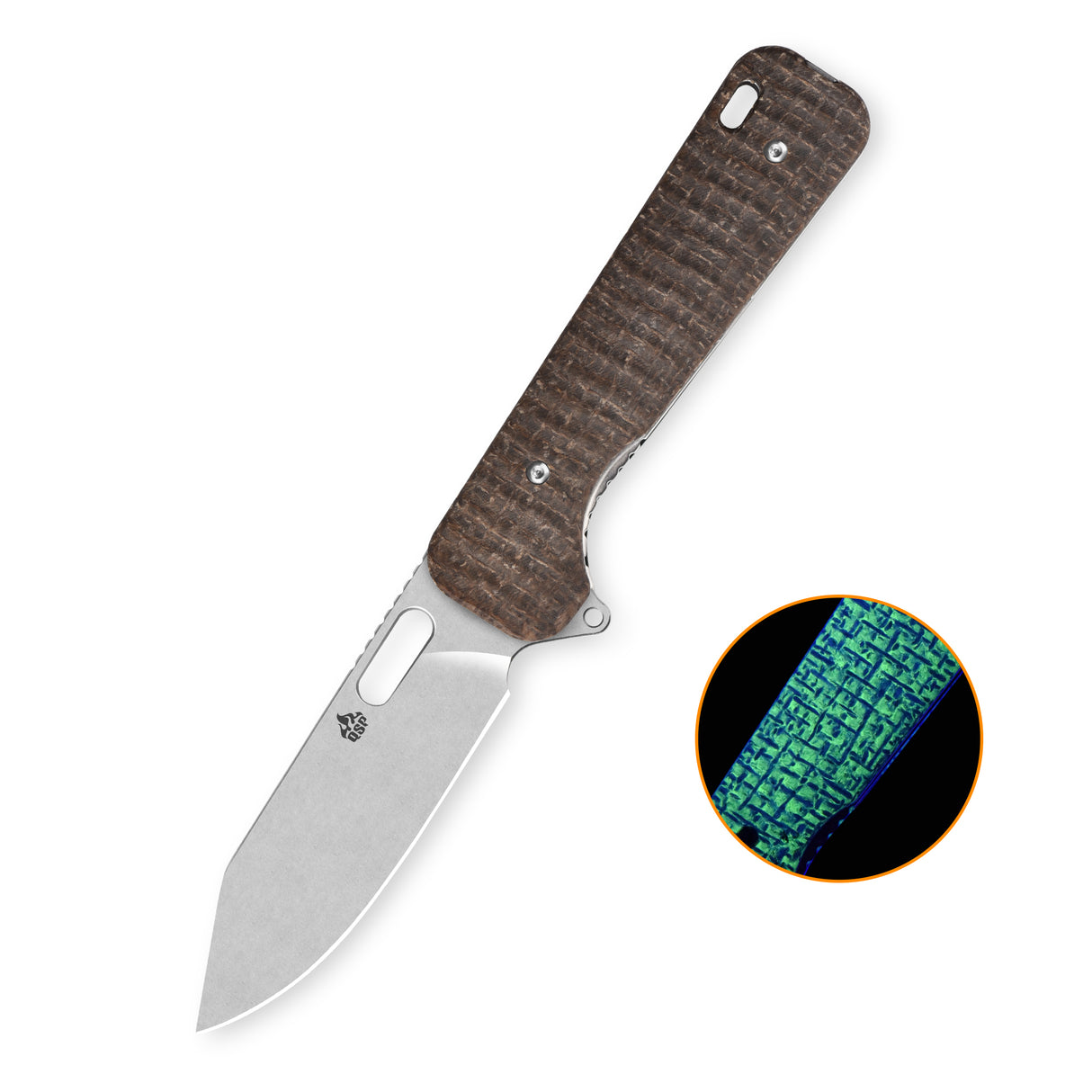 QSP Chameleon Liner Lock Pocket Knife 14C28N blade Glow-in-the-Dark Micarta handle