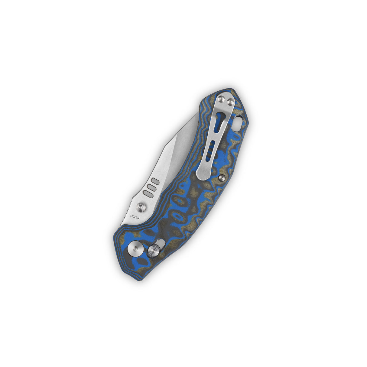 QSP Elk Glyde Lock Pocket Knife 14C28N blade Blue Texture Micarta handle