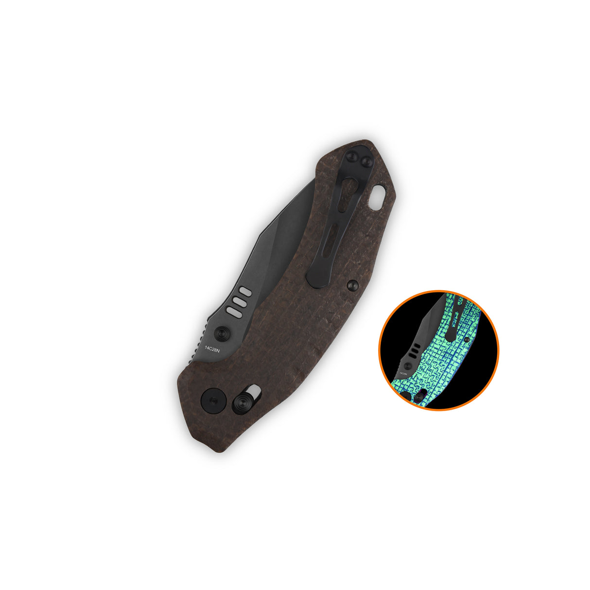 QSP Elk Glyde Lock Pocket Knife 14C28N blade Glow-in-the-Dark Micarta handle