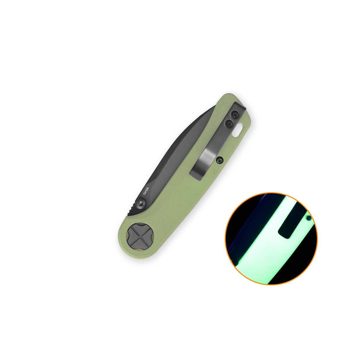 QSP Orca Button Liner Lock Pocket Knife 10Cr15MovV blade Glow-in-the-Dark G10 handle