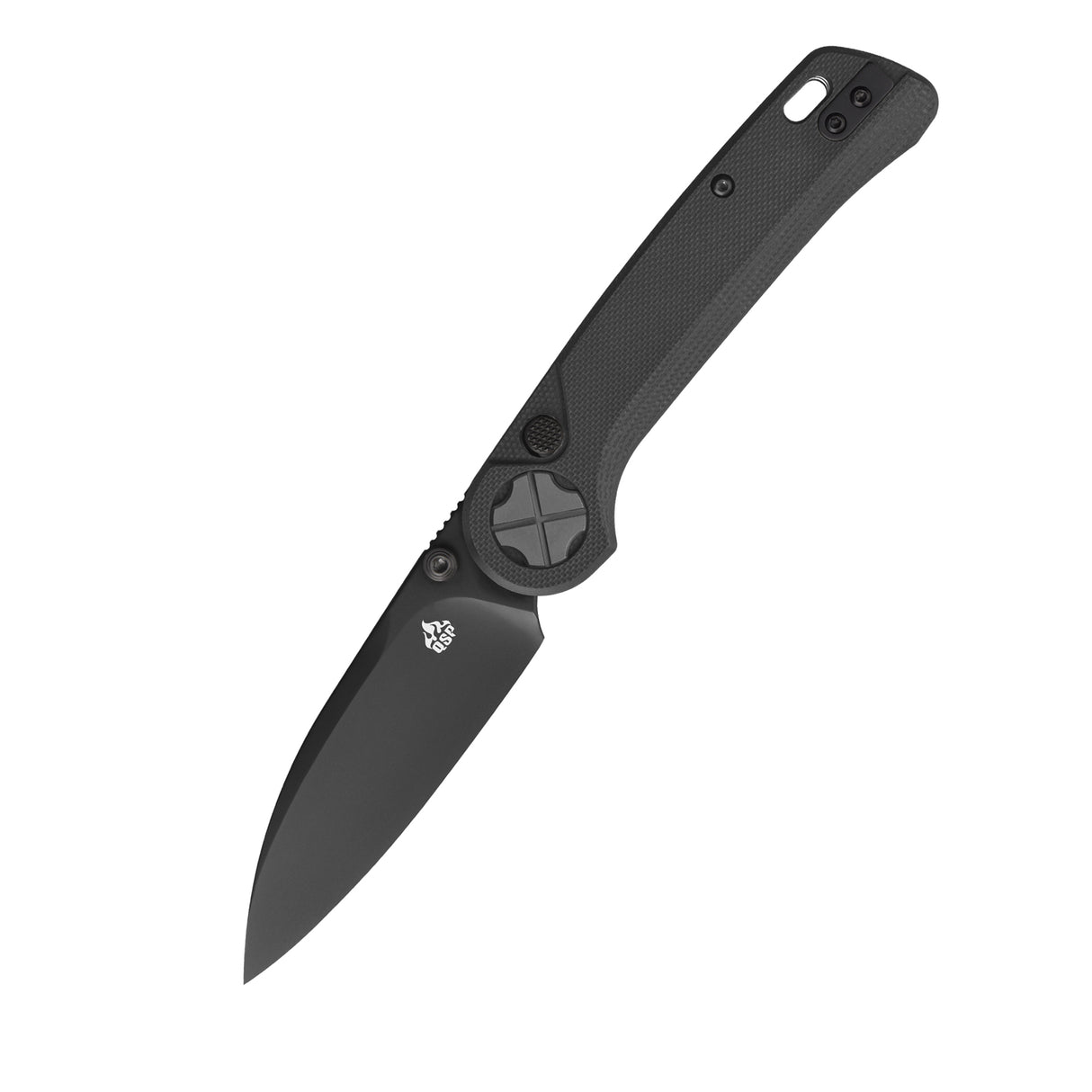QSP Orca Button Liner Lock Pocket Knife 10Cr15MovV blade Black G10 handle