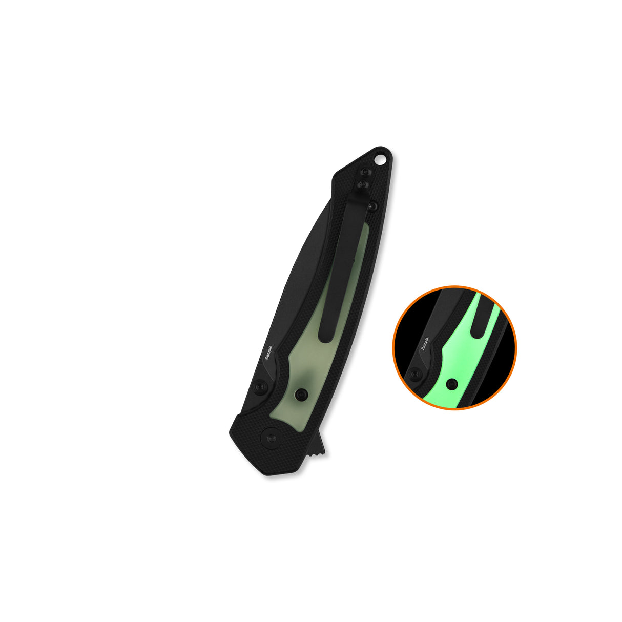 QSP Peregrine Liner Lock Pocket Knife 10Cr15MoV blade Glow-in-the-Dark G10 inlay Black G10 handle