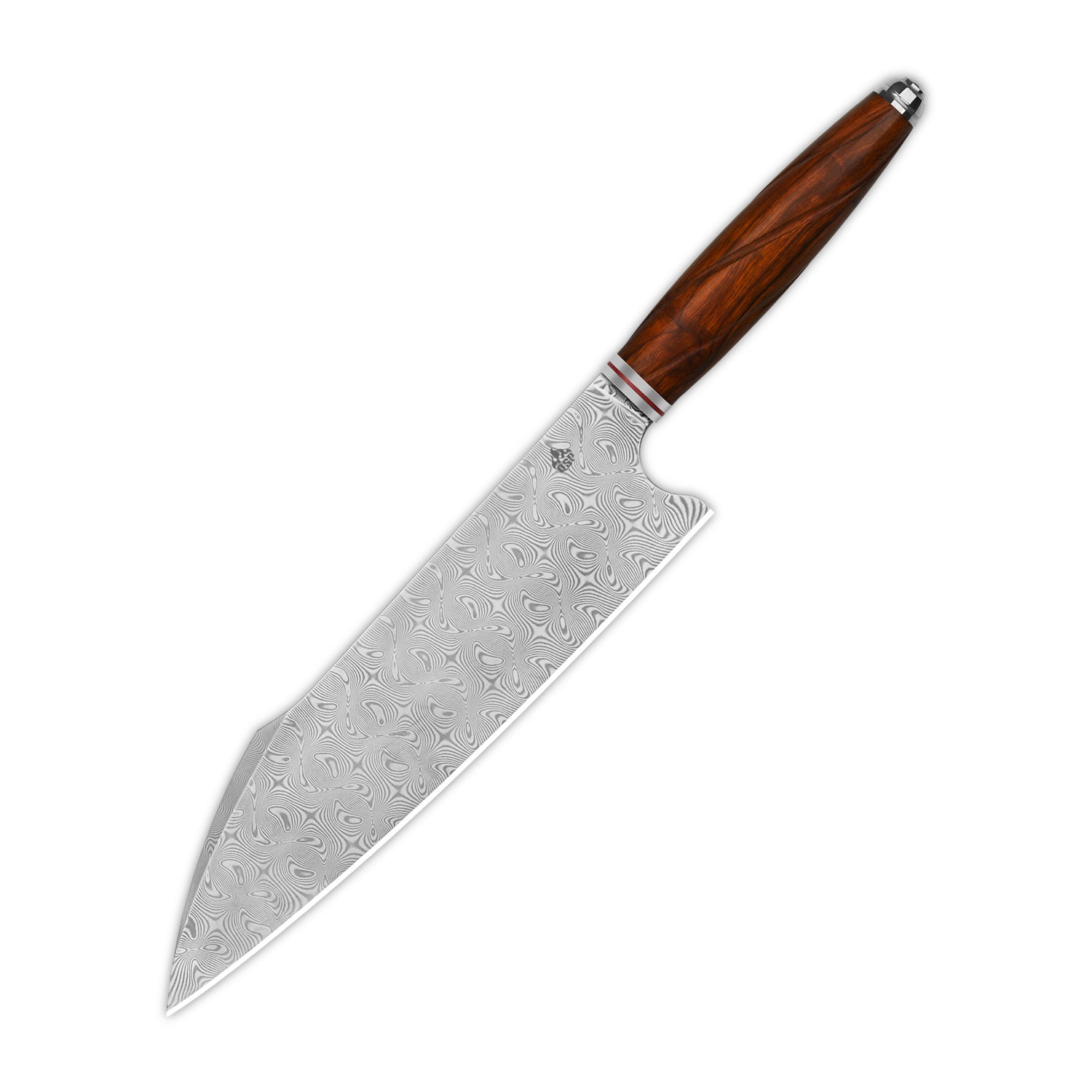 QSP Mulan Series 8'' chef knife with laminated Damascus blade and desert iron wood handle