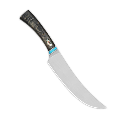 Noble Series butcher knife with satin-finished 14C28N blade and unique handle design