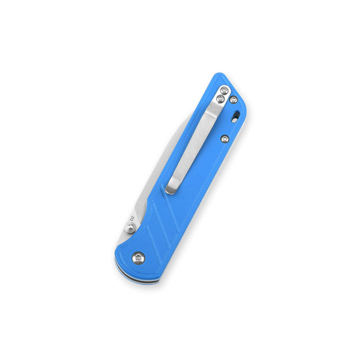 QSP Parrot pocket knife with blue G10 handle and D2 steel blade