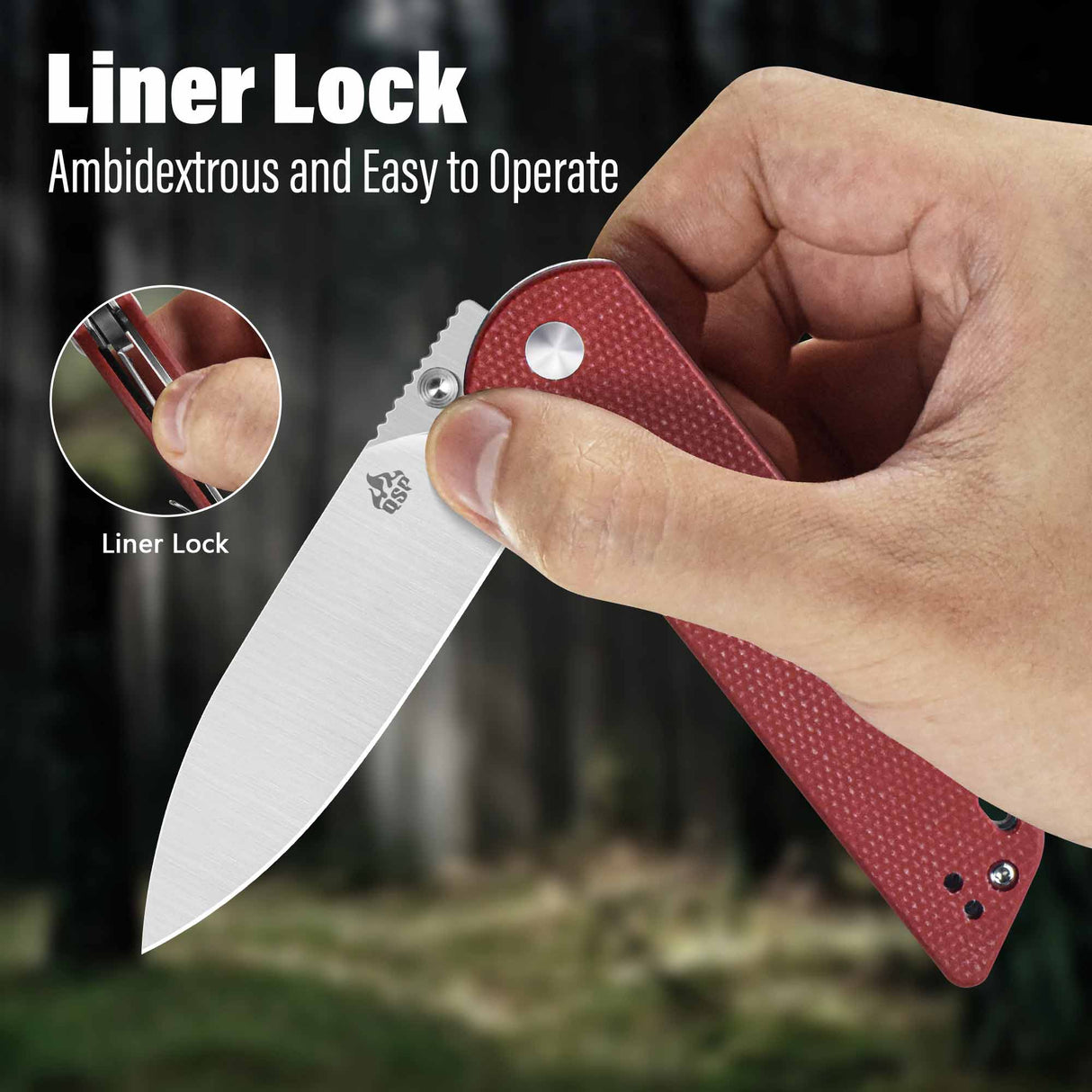 QSP Parrot V2 Liner Lock Pocket knife D2 Blade Micarta Handle Ball Bearings