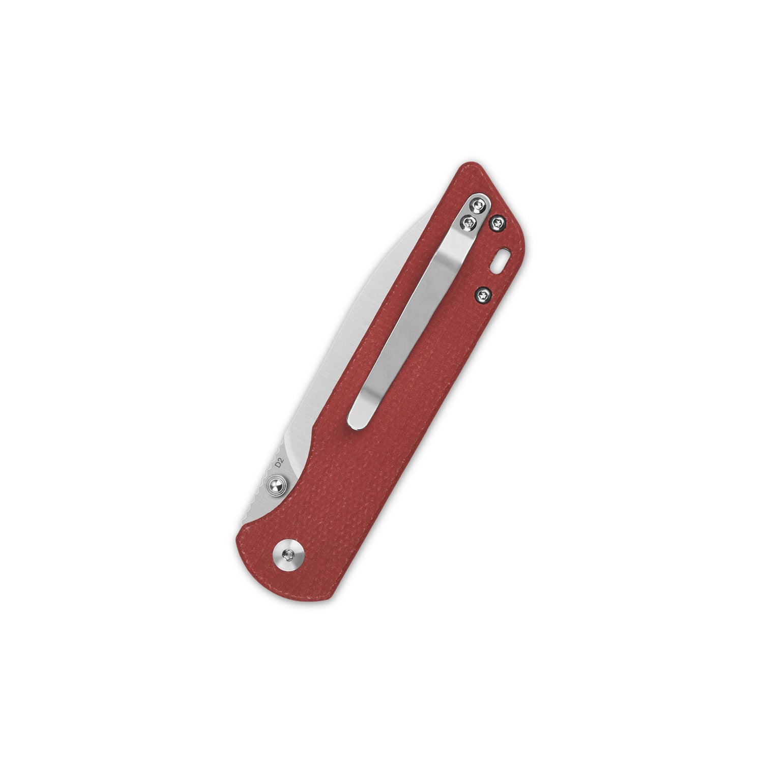 QSP Parrot V2 pocket knife with red micarta handle and stainless steel clip