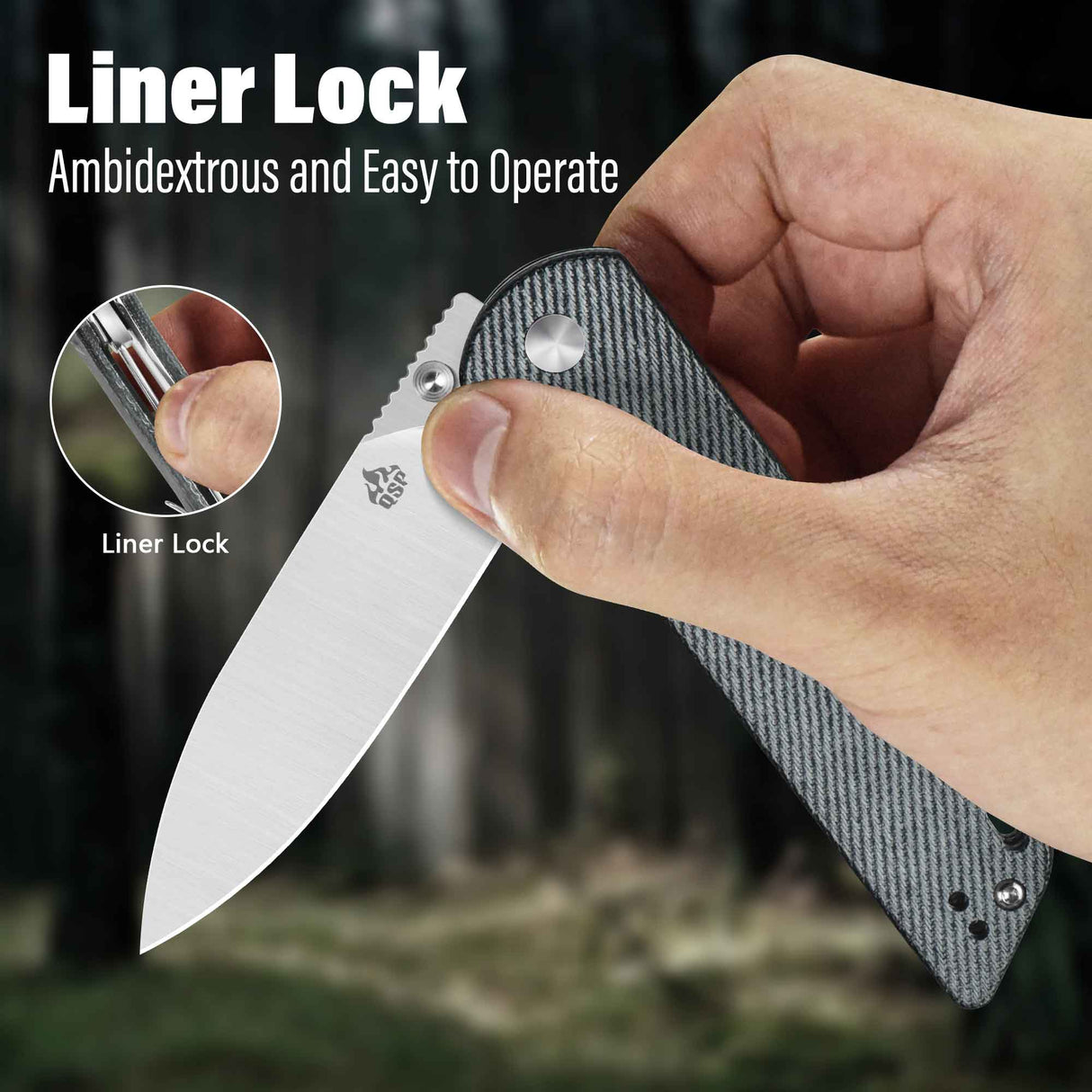 QSP Parrot V2 Liner Lock Pocket knife D2 Blade Micarta Handle Ball Bearings
