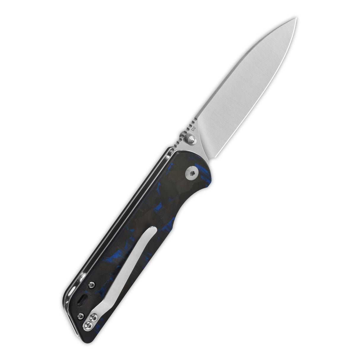 QSP Parrot V2 Liner Lock Pocket knife D2 Blade Shredded CF overlay G10 Handle Ball Bearings