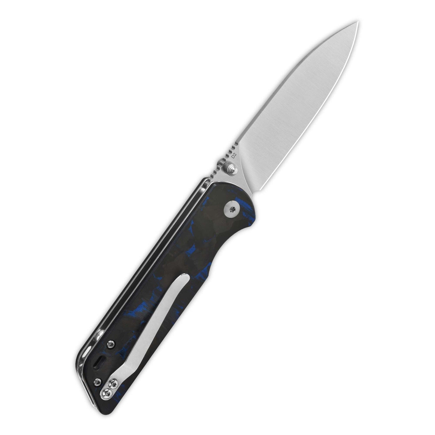 QSP Parrot V2 Liner Lock Pocket knife D2 Blade Shredded CF overlay G10 Handle Ball Bearings