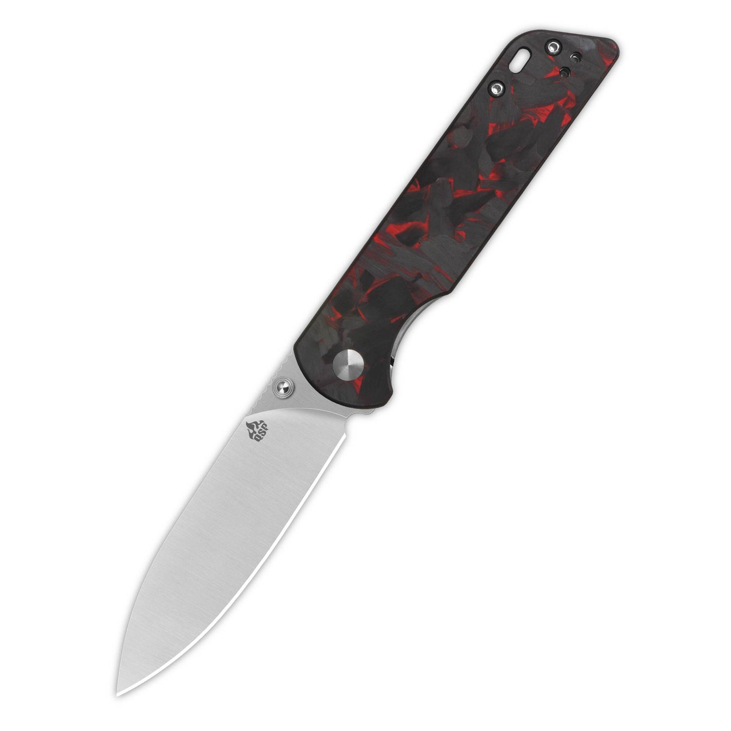 QSP Parrot V2 Liner Lock Pocket knife D2 Blade Shredded CF overlay G10 Handle Ball Bearings