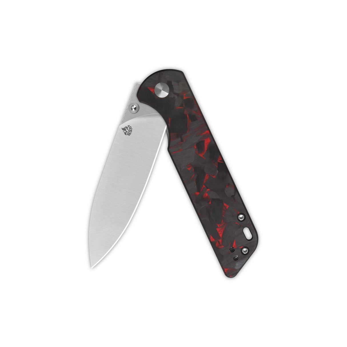 QSP Parrot V2 Liner Lock Pocket knife D2 Blade Shredded CF overlay G10 Handle Ball Bearings