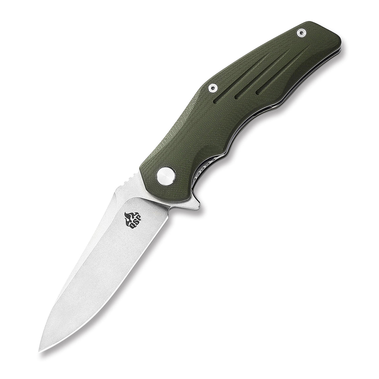 QSP Pangolin folding knife with stainless steel D2 blade and green G10 handle