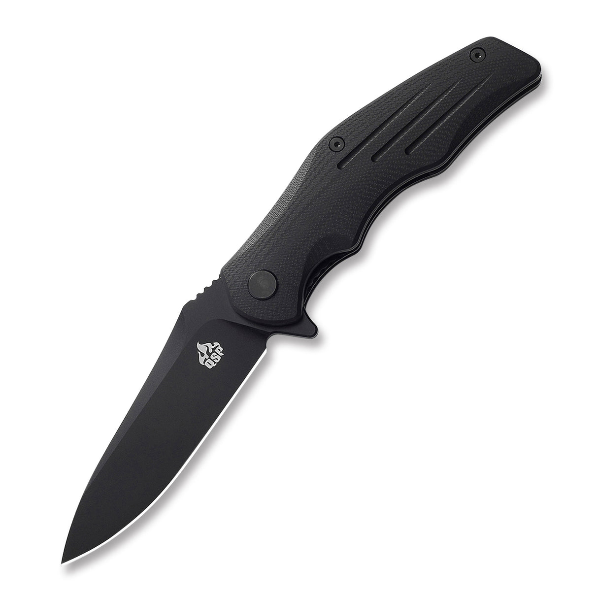 QSP Pangolin pocket knife with black G10 handle and D2 drop point blade