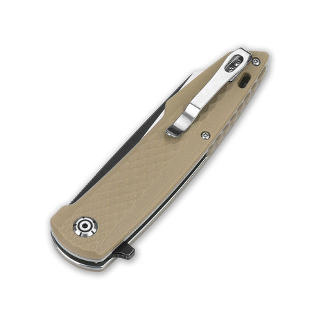QSP Phoenix Liner Lock Pocket Knife D2 blade Sand G10 Handle