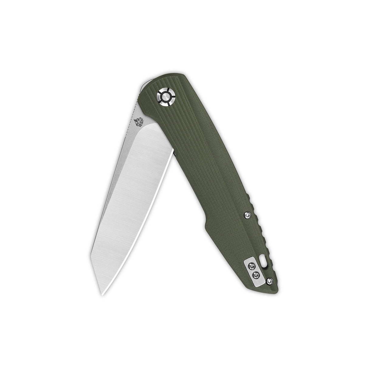QSP Phoenix pocket knife with D2 blade and green G10 handle folded