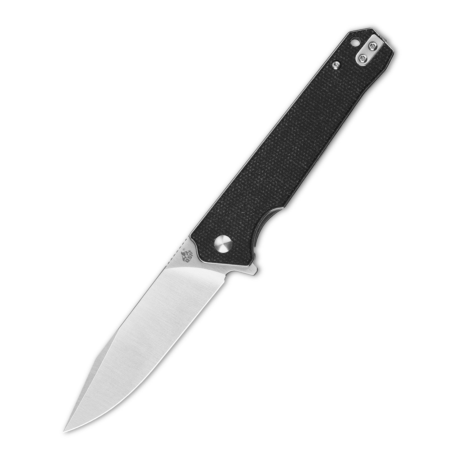 QSP Mamba V2 pocket knife with D2 blade and black micarta handle