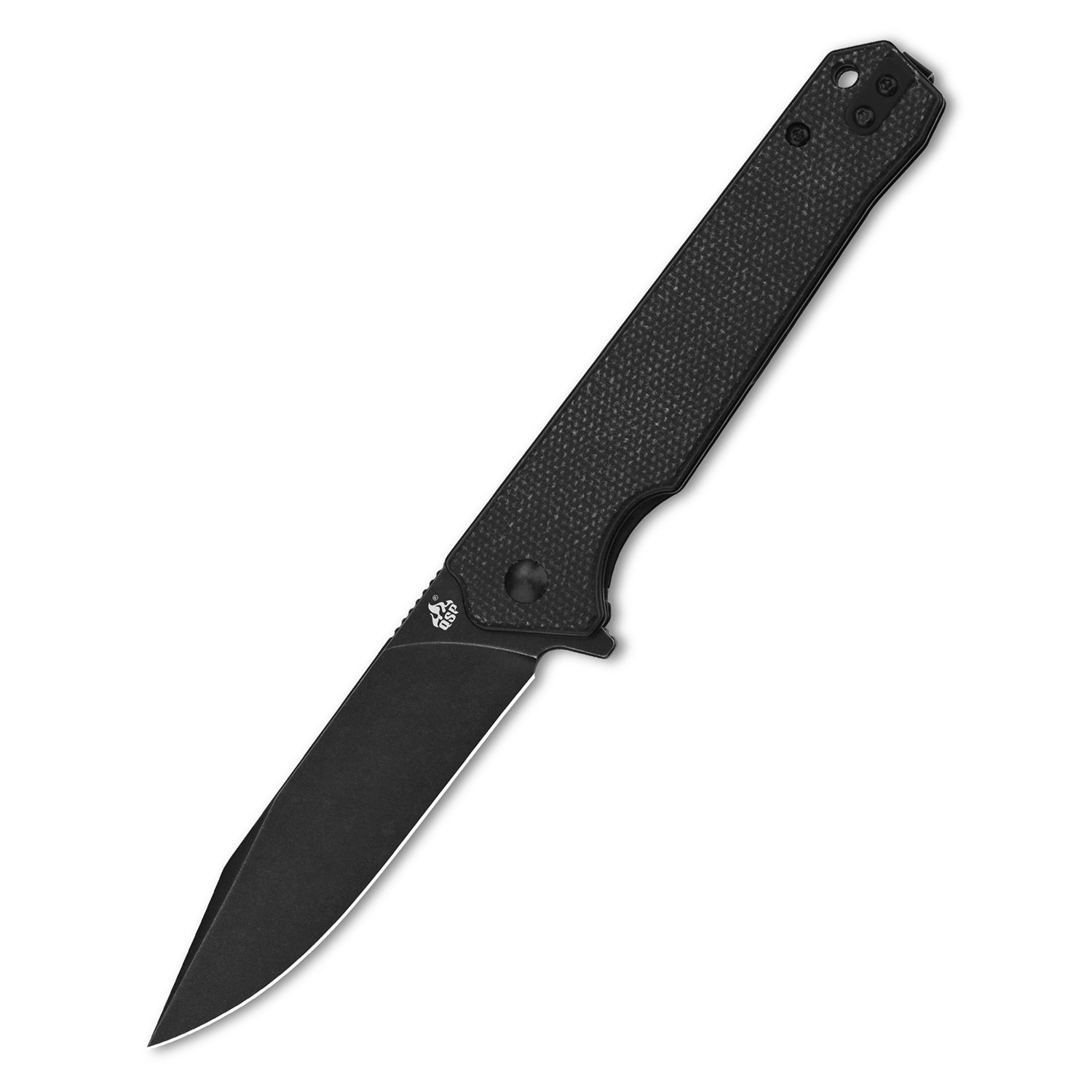 QSP Mamba V2 pocket knife with black micarta handle and clip point D2 blade, closed.
