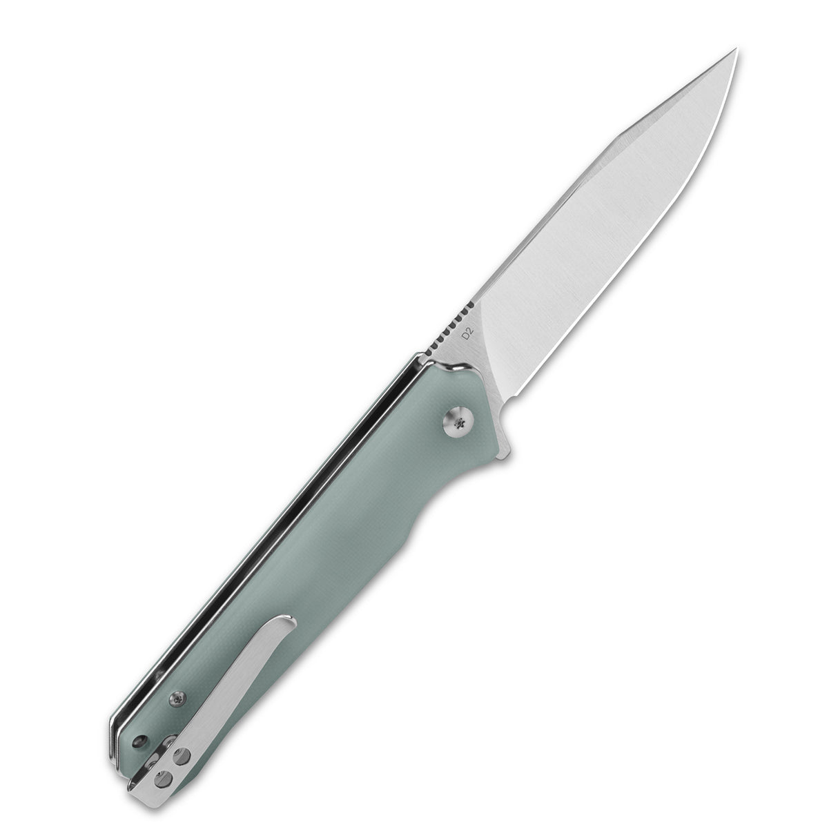 QSP Mamba V2 pocket knife featuring D2 blade and jade G10 handle