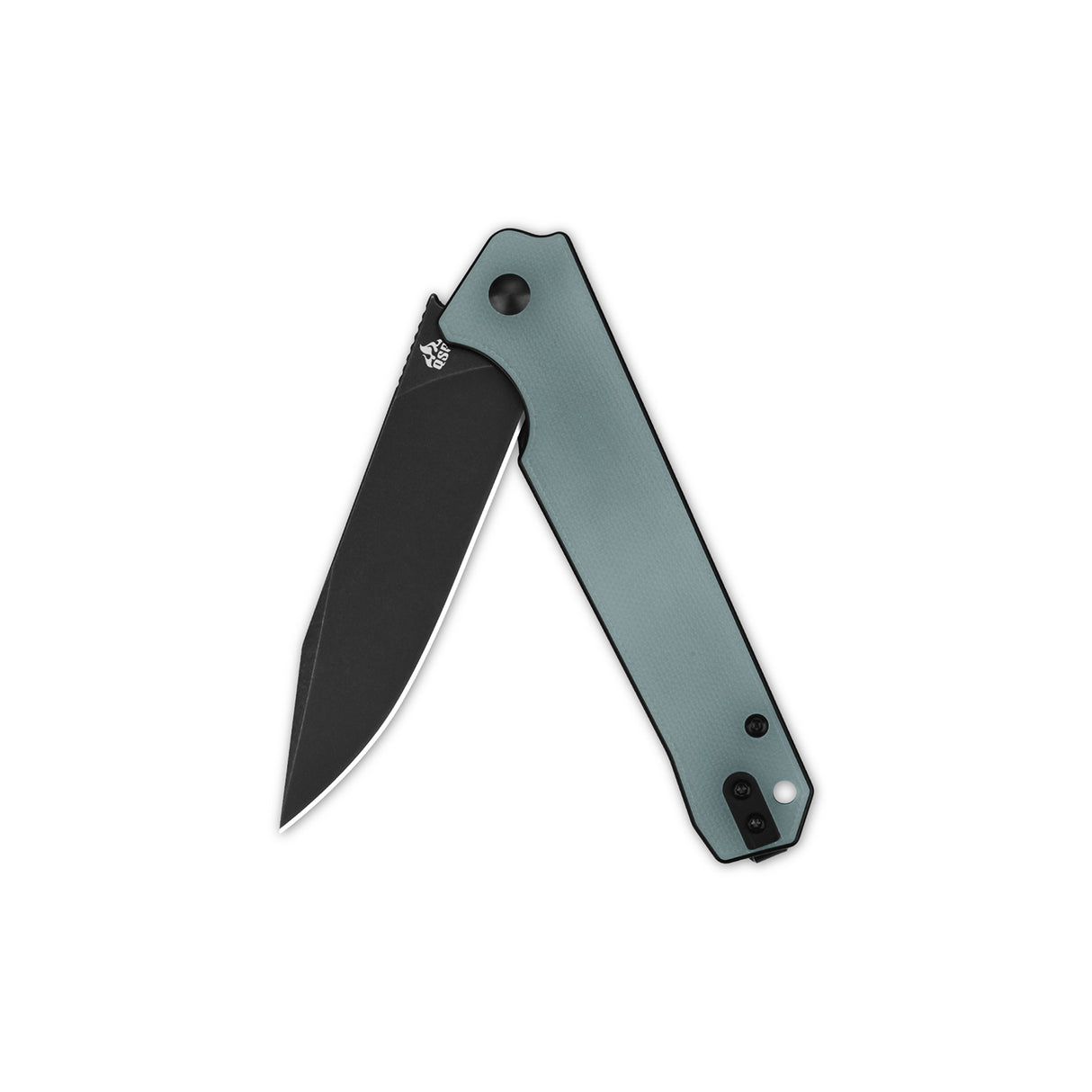 QSP Mamba V2 pocket knife with black clip point blade and jade G10 handle