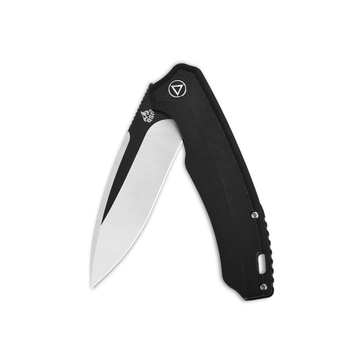 Ergonomic black handle pocket knife with stainless steel blade