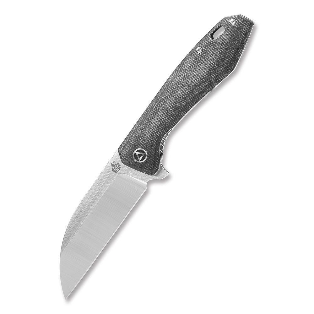 QSP Pelican pocket knife with stainless steel CPM S35VN blade and ergonomic black Micarta handle