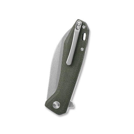 QSP Pelican Liner Lock Pocket Knife CPM S35VN Blade Green Micarta Handle