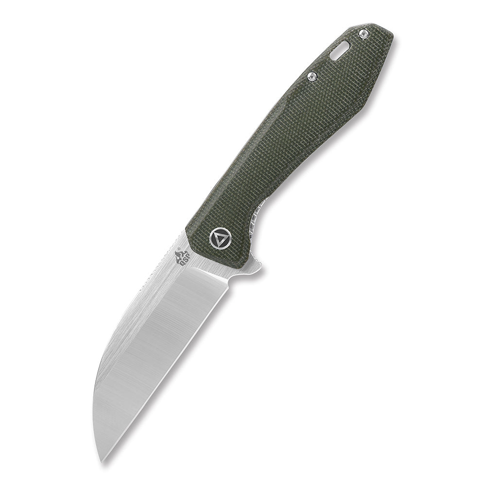 QSP Pelican pocket knife with green Micarta handle and CPM S35VN steel blade