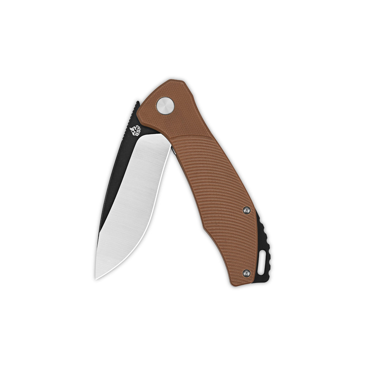Open QSP Raven Pocket Knife showcasing D2 blade and brown G10 handle