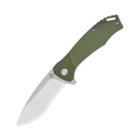 QSP Raven pocket knife with green G10 handle and D2 drop point blade
