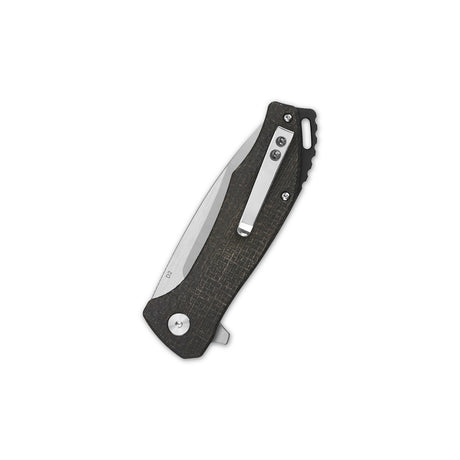 QSP Raven Liner Lock Pocket Knife D2 Blade Dark Brown Micarta Handle