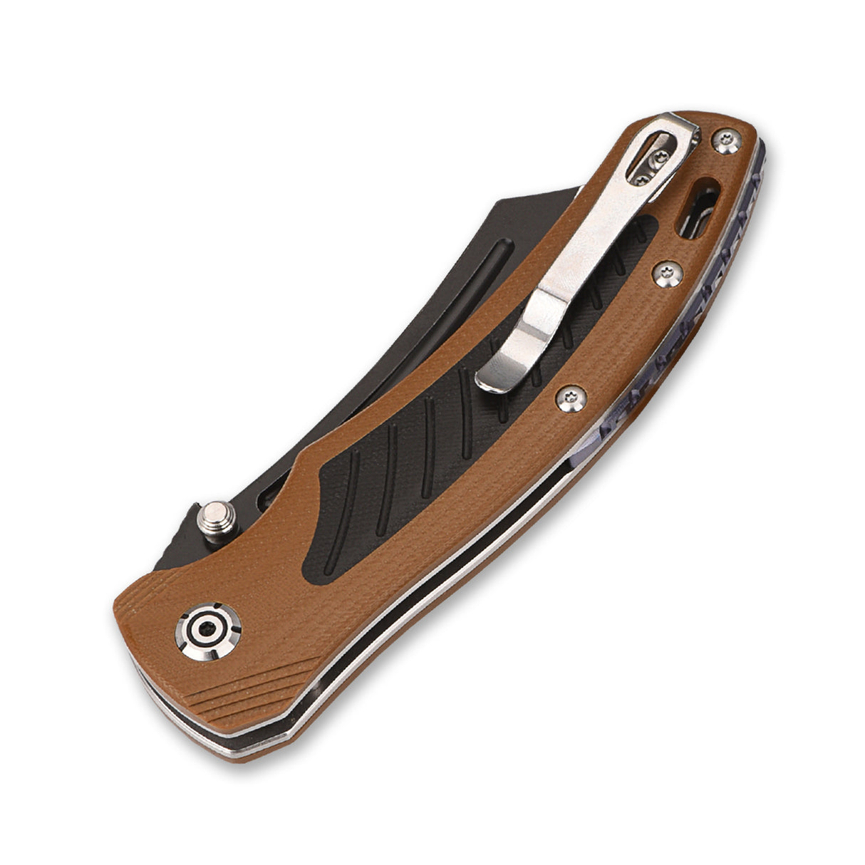 Closed QSP Platypus pocket knife featuring G10 handle and titanium backspacer