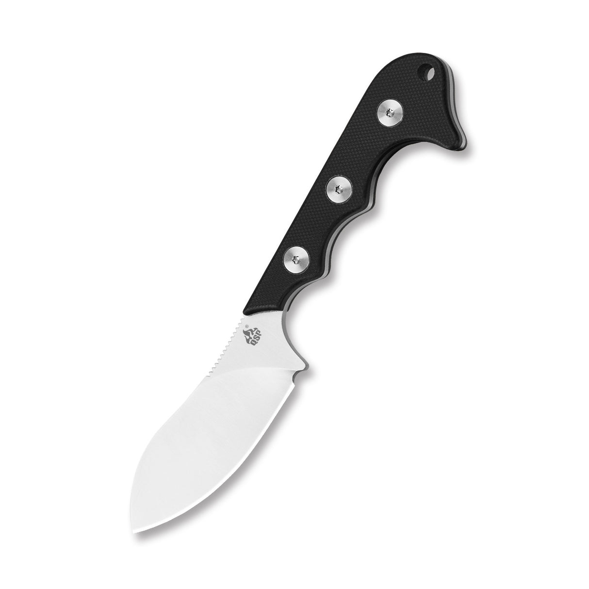 QSP Neckmuk neck knife with D2 satin blade and black G10 handle
