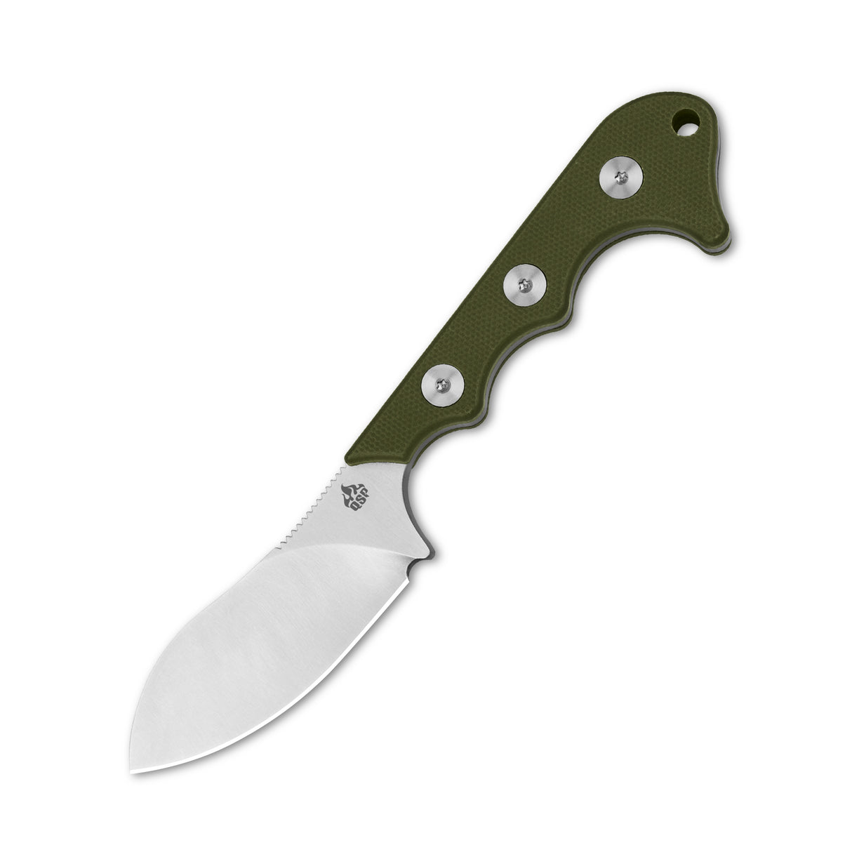 QSP Neckmuk neck knife with D2 blade and olive green G10 handle