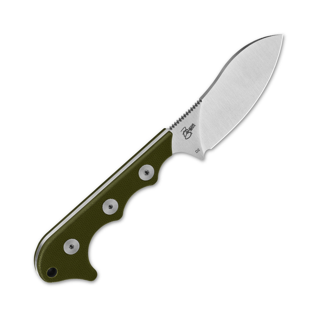 QSP Neckmuk neck knife with drop point D2 blade and olive green G10 handle
