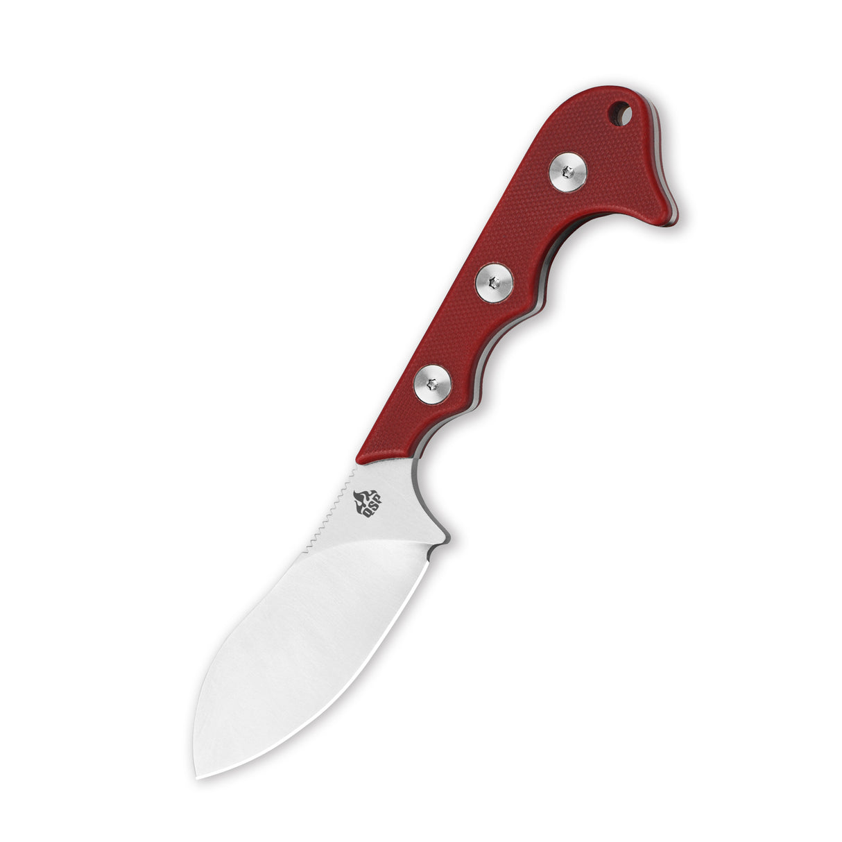 QSP Neckmuk neck knife with D2 blade and red G10 handle design