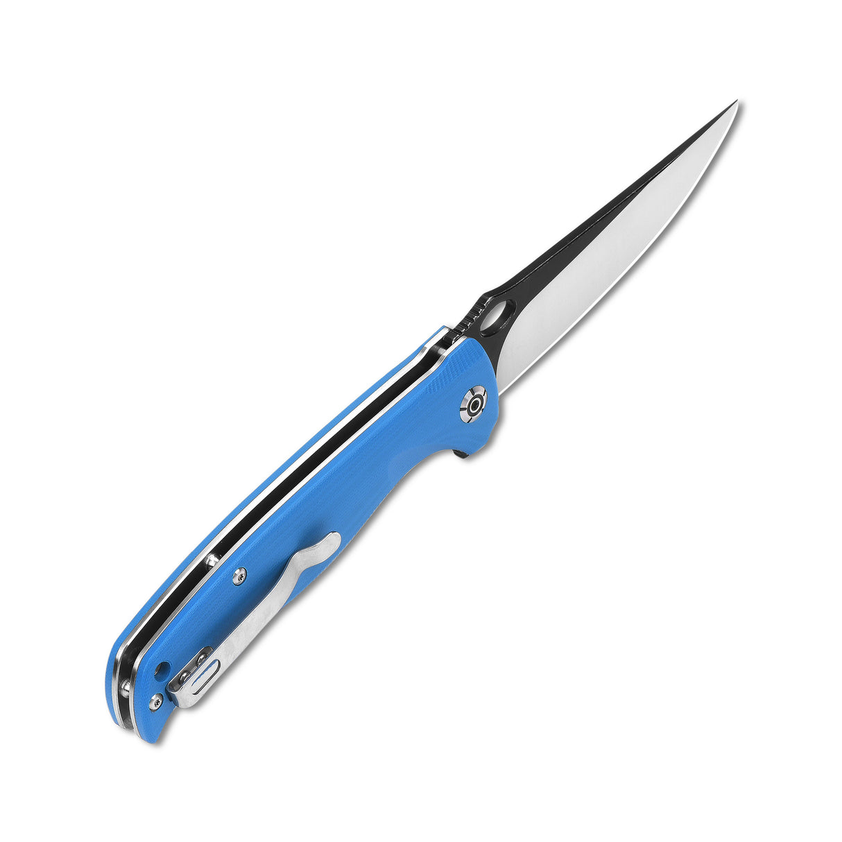 QSP Gavial pocket knife with blue G10 handle and D2 clip point blade