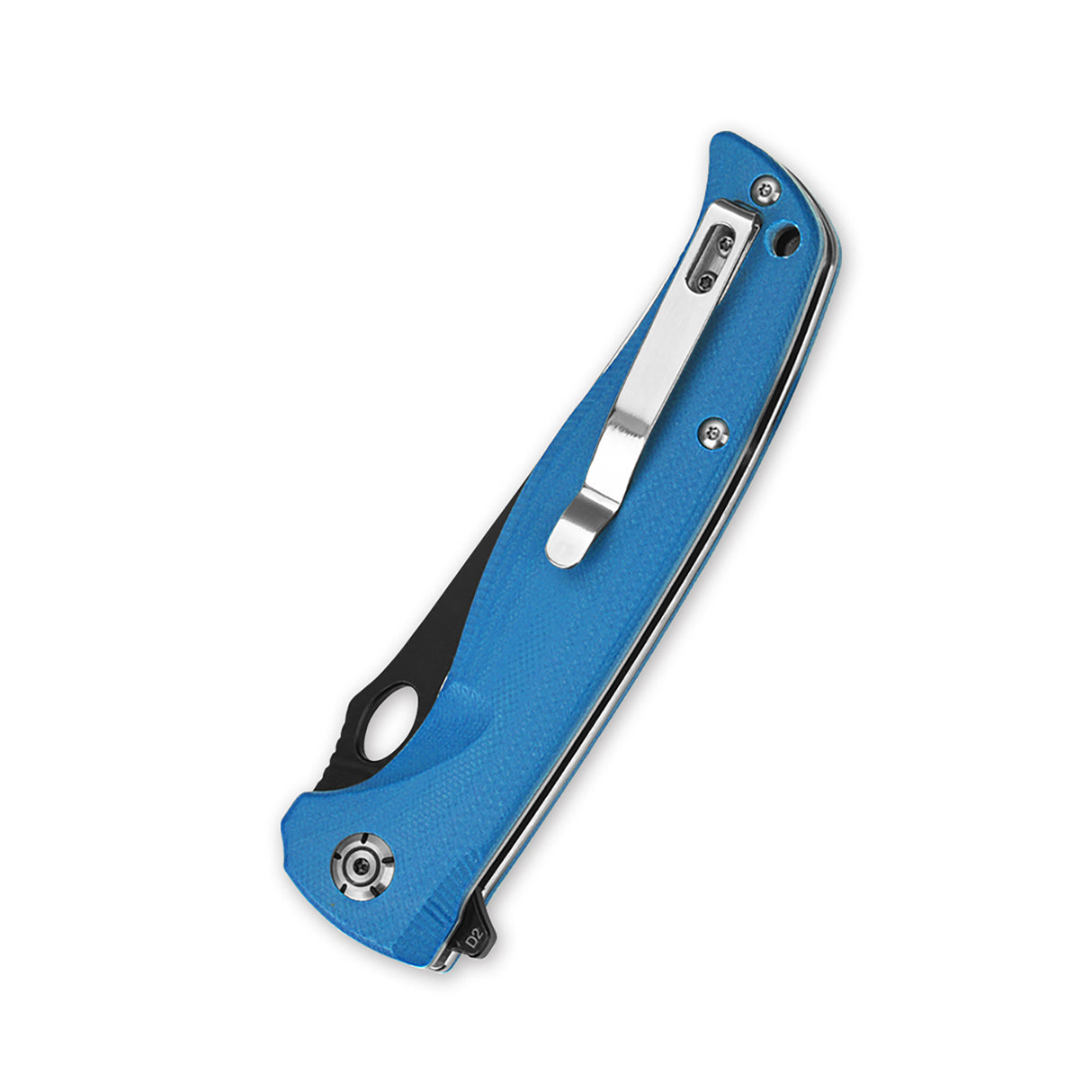 Blue G10 handle QSP Gavial pocket knife with D2 blade and stainless steel clip