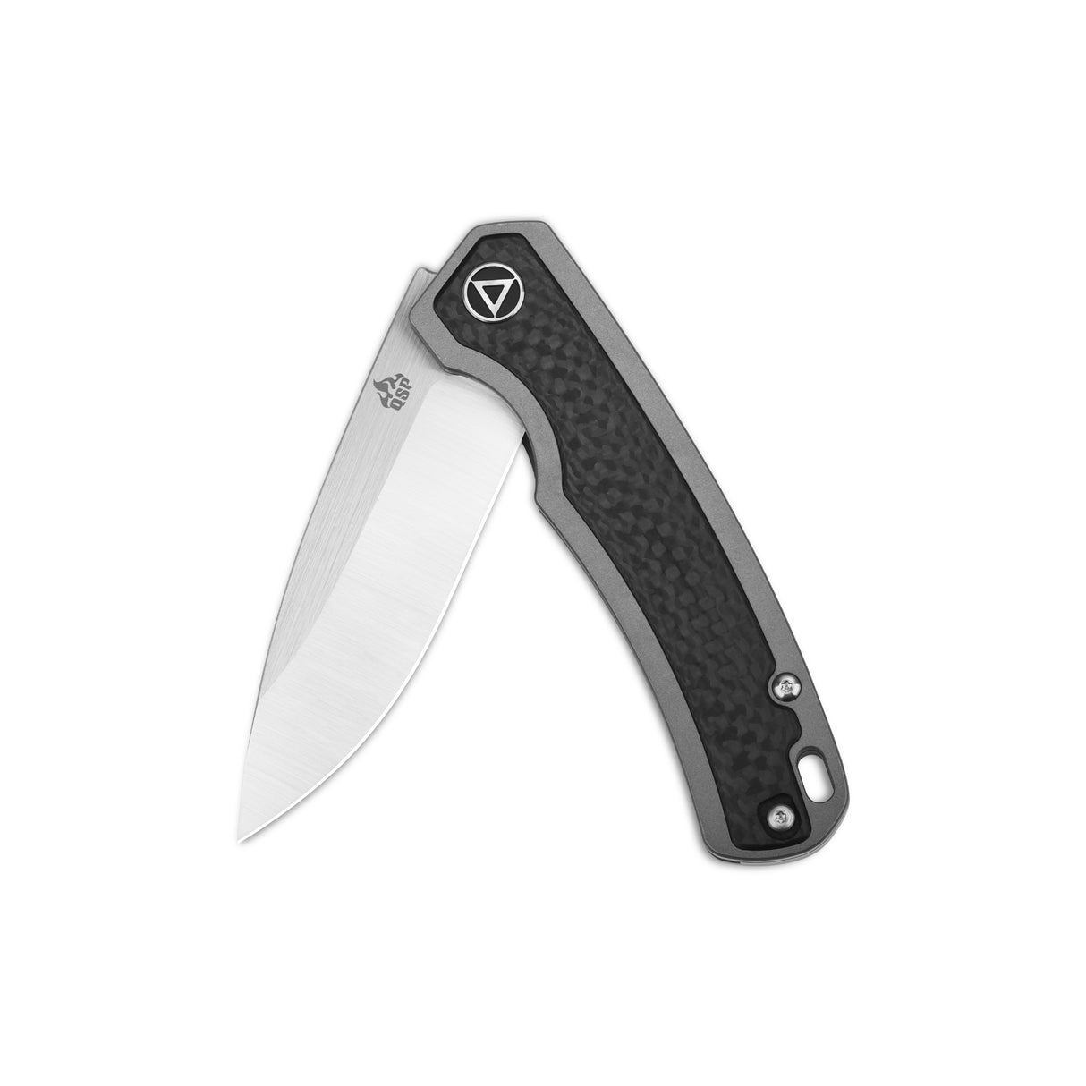 QSP Puffin pocket knife with sleek CPM S35VN blade and titanium-carbon fiber handle.