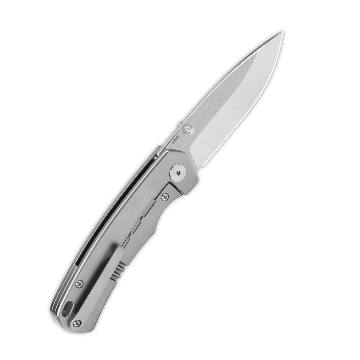 QSP Puffin pocket knife with sleek titanium handle and drop point blade