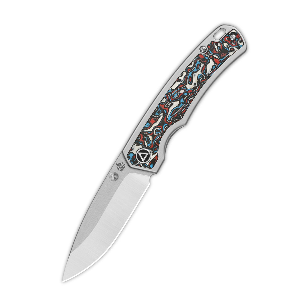 QSP Puffin pocket knife with CPM S35VN blade and colorful inlay handle