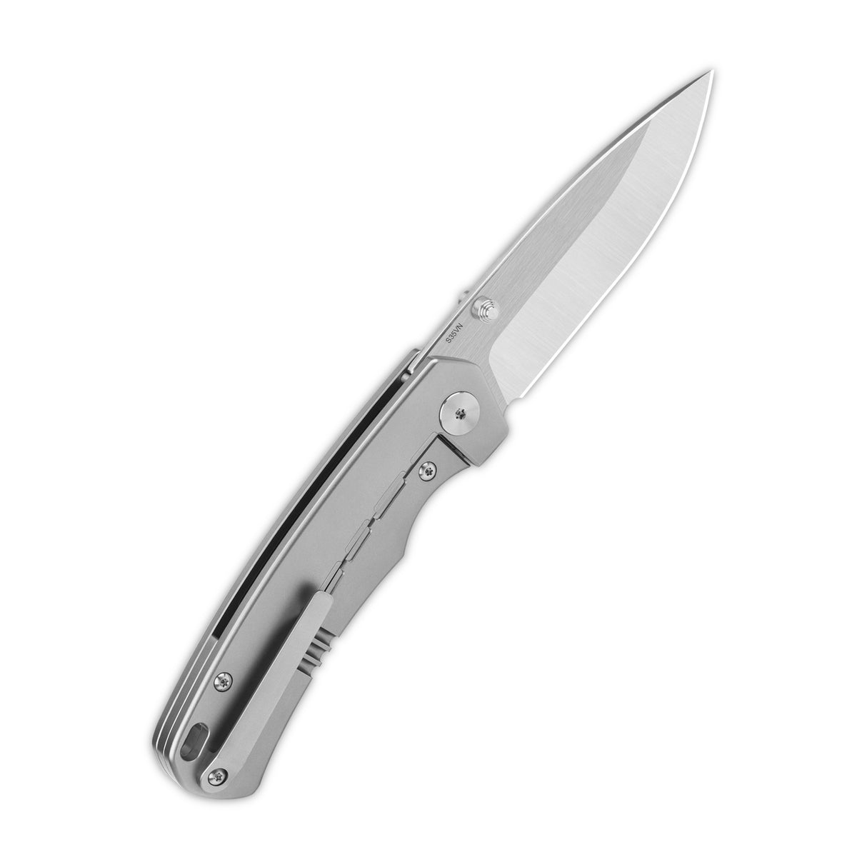QSP Puffin pocket knife with sleek titanium handle and CPM S35VN drop point blade