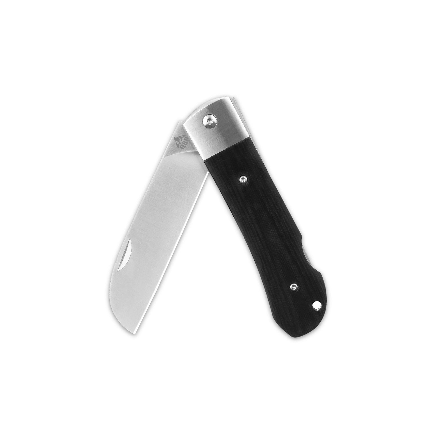 Folding pocket knife featuring Böhler N690 blade and textured black G10 handle.