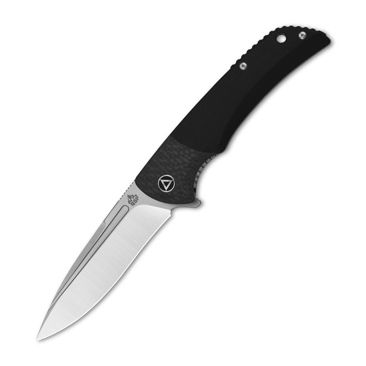 QSP Harpyie pocket knife with CPM S35VN clip point blade and textured handle