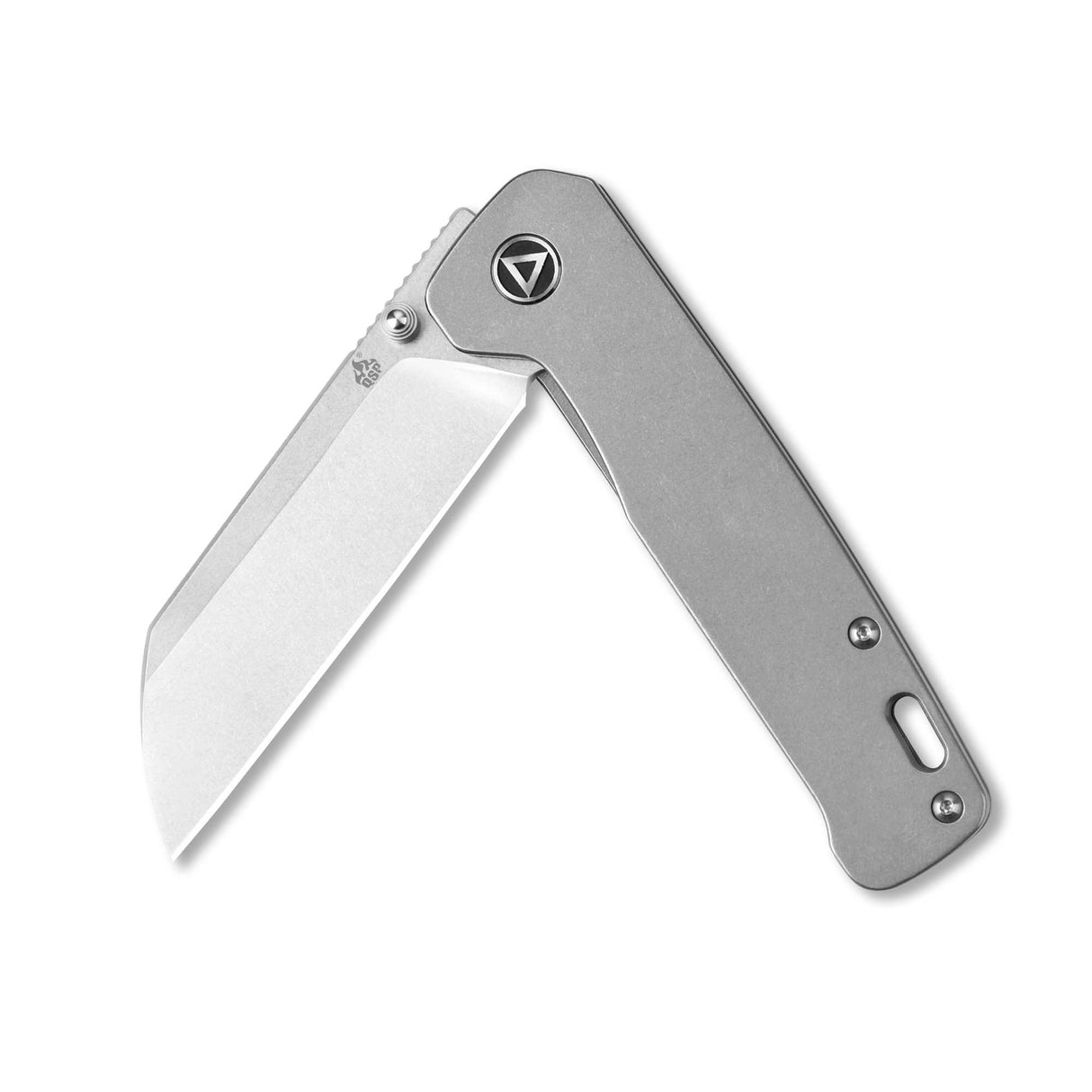 Open QSP Penguin pocket knife with titanium handle and 154CM blade.