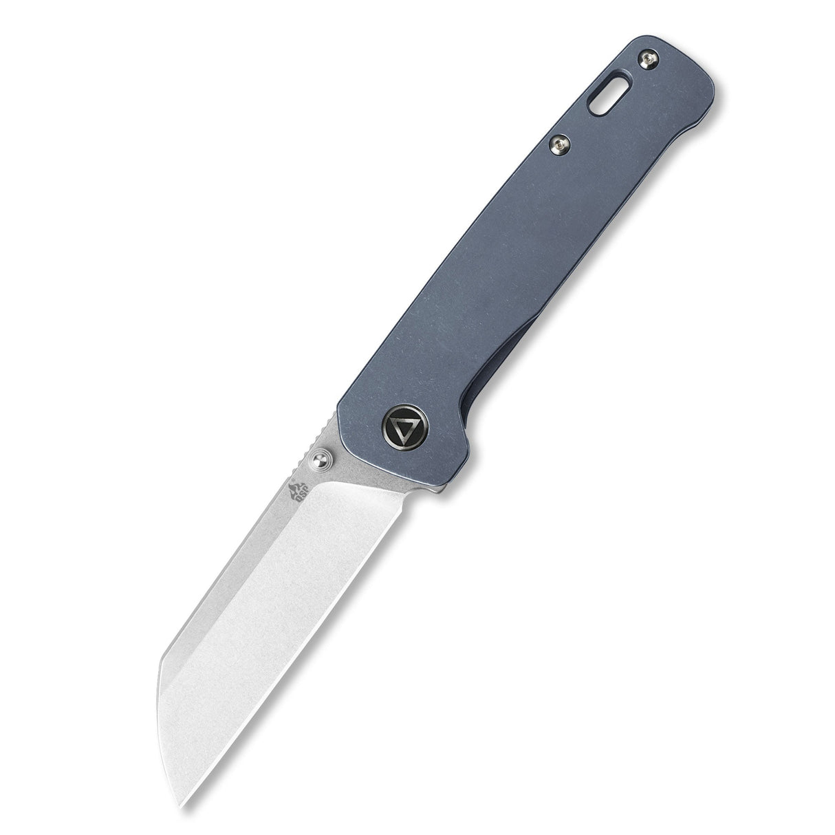 QSP Penguin pocket knife with blue titanium handle and 154CM blade