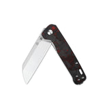 QSP Penguin Liner Lock Pocket Knife D2 Blade Red Shredded CF overlay G10 Handle