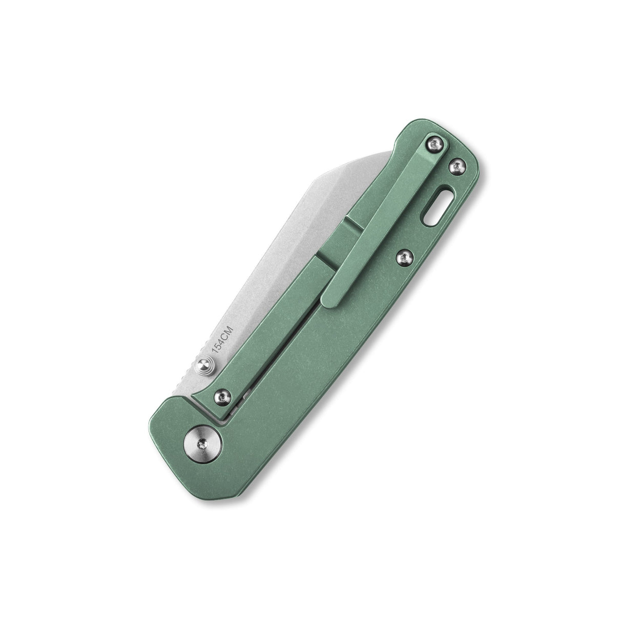 Green titanium handle QSP Penguin pocket knife with 154CM sheepsfoot blade